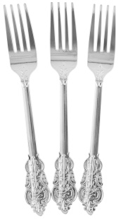 Вилки, Барокко, Серебро, Металлик, 18,5 см, 10 шт. в упак. 