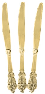 Ножи, Барокко, Золото, Металлик, 20 см, 10 шт. в упак. 