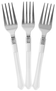 Вилки, Элегант, Белый/Серебро, Металлик, 17,5 см, 10 шт. в упак. 